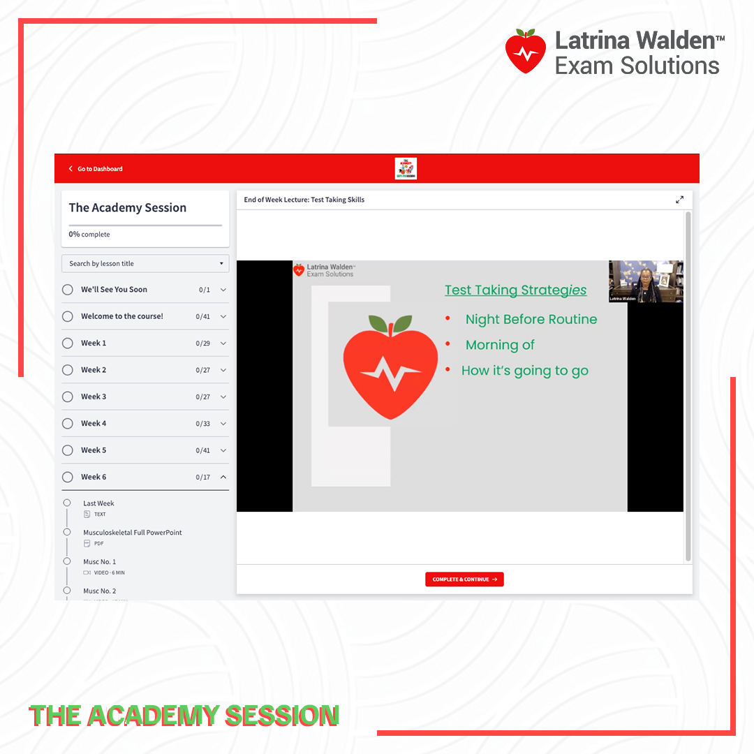 Inside The Academy course: end-of-week test taking strategies lecture with Professor Walden